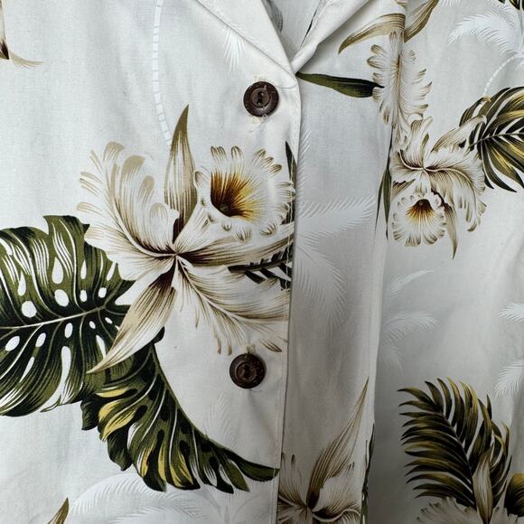 Hawaiian White Orchid Hawaii Shirt Women's XL Island Tropical - Picture 4 of 9